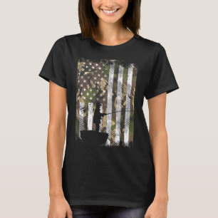 Camiseta Camo U Bandeira Pescador Vintage Pesca Patriótica