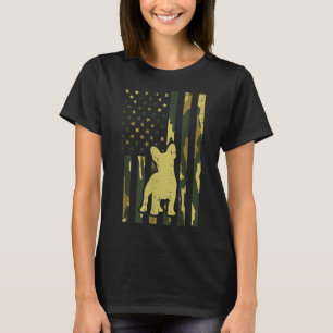 Camiseta Camo US Flag French Buldog Frenchie Patriot Dog L