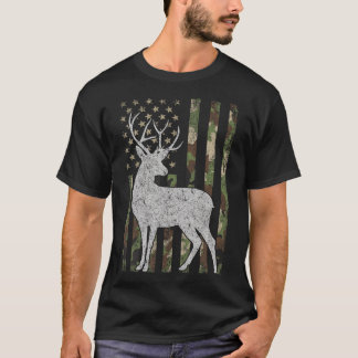 Camiseta Camo Usa Flag Deer Elk Buck Camoflage Hunting Hunt