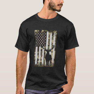 Camiseta Camo USA Flag Deer Elk Buck Funny Camouflage Hunti
