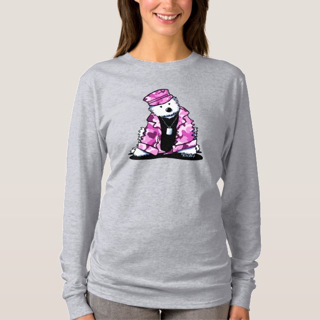 Camiseta Camo Westie de KiniArt Rosa (Frente)