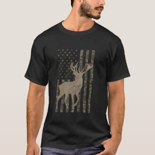 Camiseta Camoflage Caça à Fome, Bandeira do Camo EUA Deer E