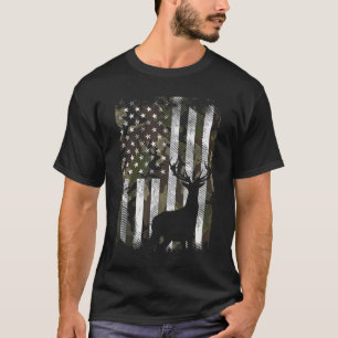 Camiseta Camoflage Caça à Fome, Bandeira do Camo EUA Deer E