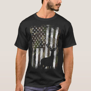 Camiseta Camoflage Caça à Fome, Bandeira do Camo EUA Deer E