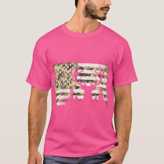 Camiseta Camoflage Camoflage, Deer Elk Buck, Bandeira Ameri