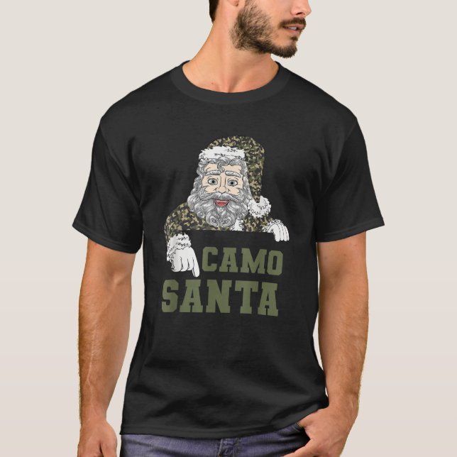 Camiseta Camoflage Christmas Hunting Santa Camo Military Me (Frente)