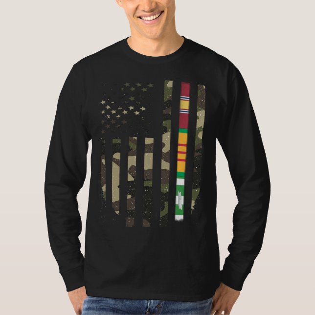 Camiseta Camouflage Flag American USA Patriotic US Vietnam  (Frente)
