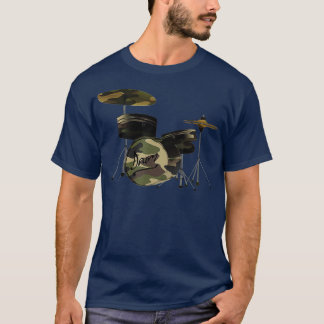 Camiseta Camouflage Jazz Drum set gráfico design para