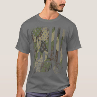 Camiseta Camouflage US Flag Motorcycle United States Bike