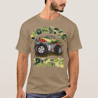 Camiseta Camouflagem Engraçada Aniversário Monstro Trucks P