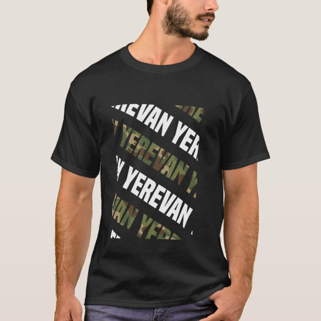 Camiseta Camouflagem Verde Padrão de Yerevan Camo (Frente)