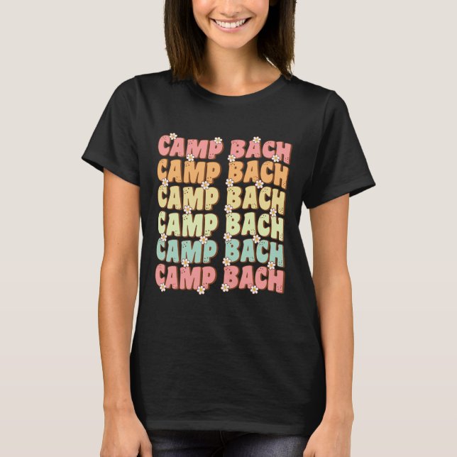Camiseta Camp Bach Groovy Bride Squad Camping Bachelorette (Frente)