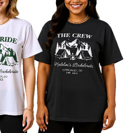 Camiseta Camp Bachelorette Camping Forest Modern Cabin Crew