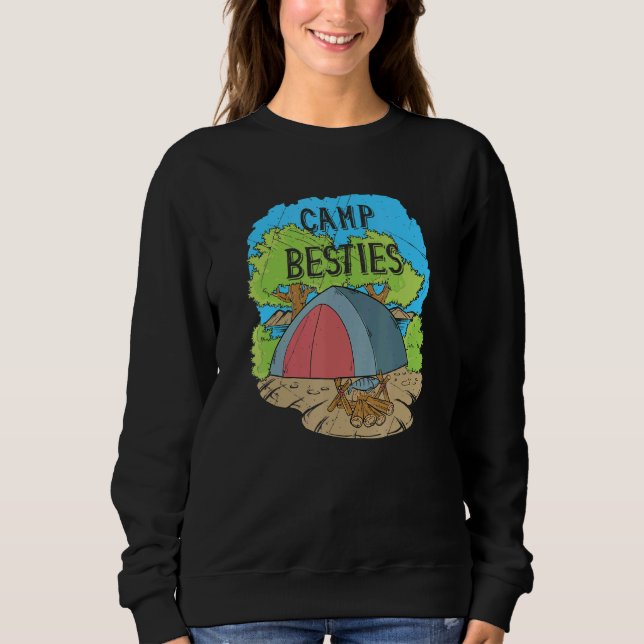 Camiseta Camp Besties Acampando Amigos E Parte Do Backpacke (Frente)