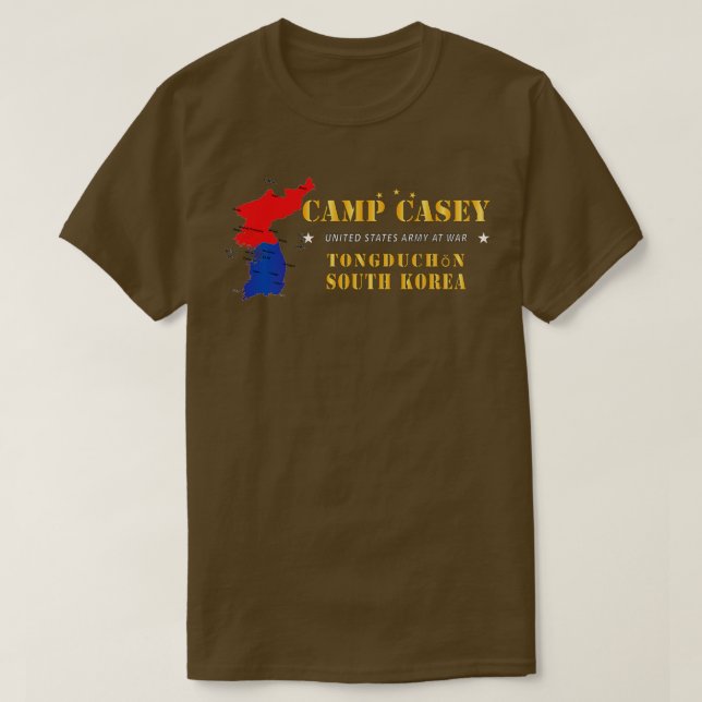 Camiseta Camp Casey Tongduchon Coreia do Sul w Mapa X (Frente do Design)