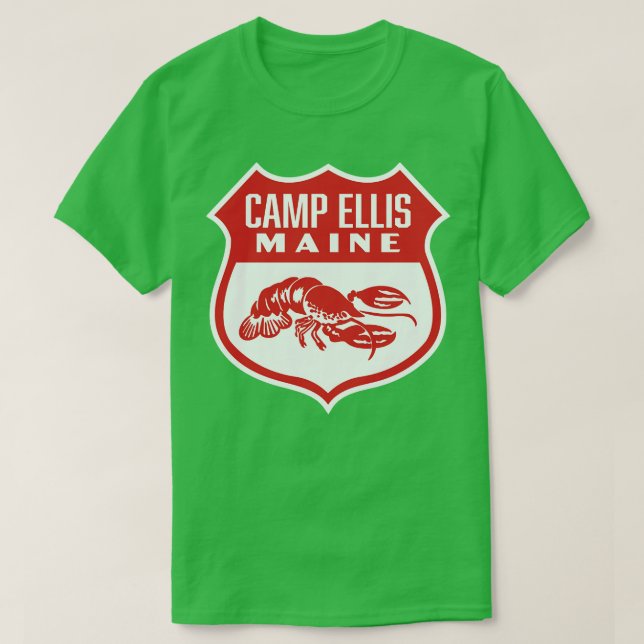 Camiseta Camp Ellis Maine Retro Shield Vermelho (Frente do Design)