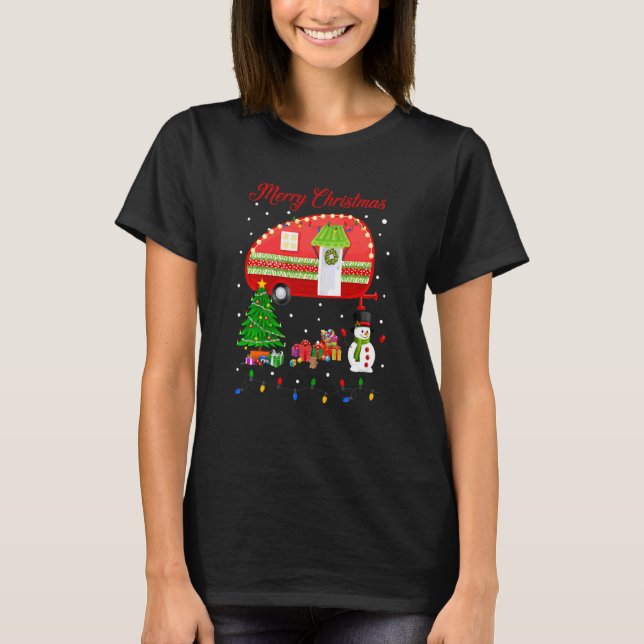 Camiseta Camp Feliz De Natal Para Homens W (Frente)
