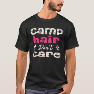 Camiseta Camp Hair Dont Care Mulheres Flamingo Camping Funn