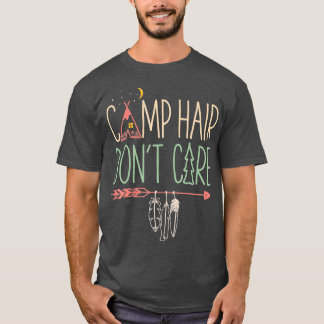 Camiseta Camp Hair Não Se Importa Com Acampamento Engraçado