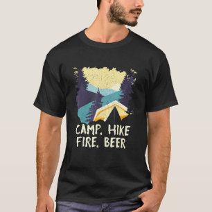 Camiseta Camp Hike Fire Beer Acampando no Campo de Pé Hiker