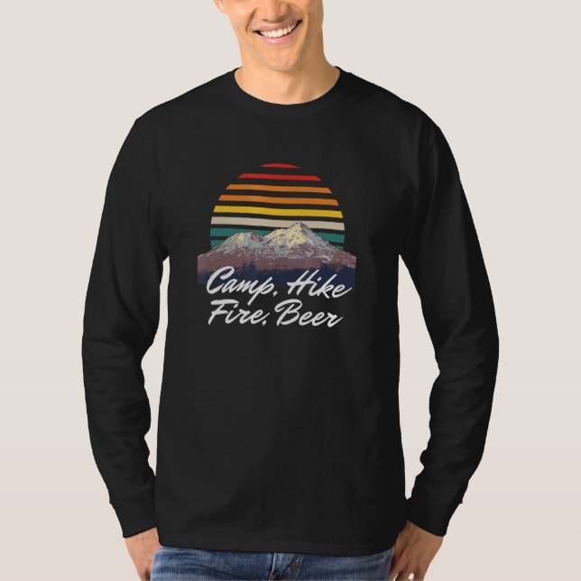 Camiseta Camp Hike Fire Beer Camper Hiker Camp Hike Álcool (Frente)