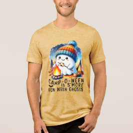 Camiseta Camp-O-Ween É Mais Divertido - Fantasmas acampando