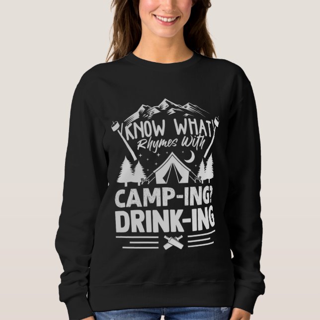 Camiseta Camp Tents Outdoors Know What Rhymes with Camping  (Frente)