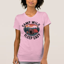 Camiseta Camp Wild Sleep Easy-Bear Camping Vintage Sunset