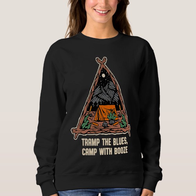 Camiseta Camp with Booze Camping Beer  Camper Drinker Drink (Frente)