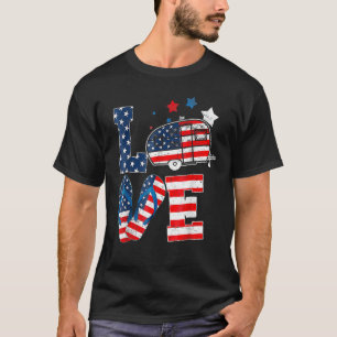 Camiseta Campanha De Amor EUA Bandeira 4 De Julho Sacudir F