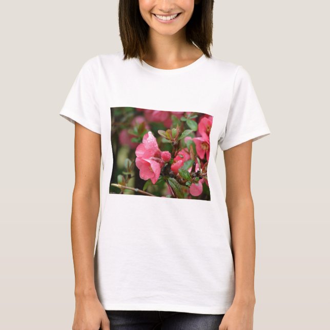 Camiseta Campanha de Flor Rosa-primavera (Frente)