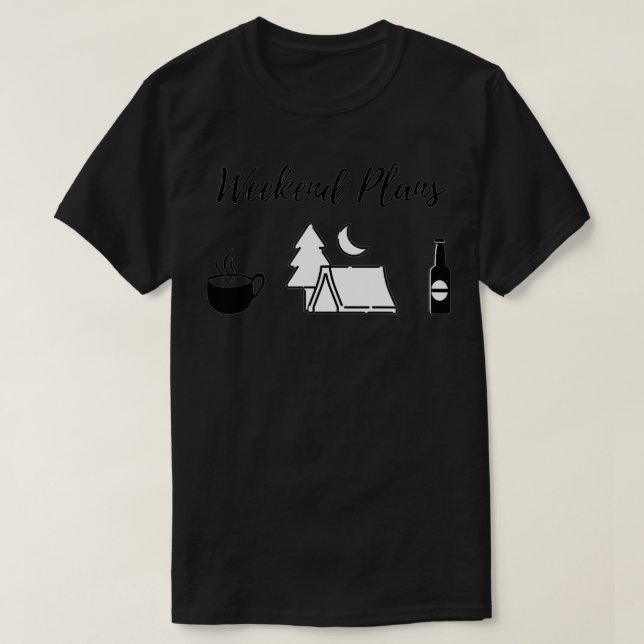 Camiseta Campanha de Tent Planos de Fim de Semana (Frente do Design)