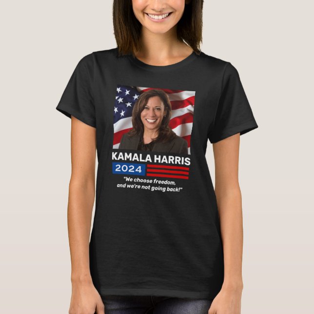 Camiseta Campanha Kamala Harris 2024 Escolhe a Liberdade (Frente)