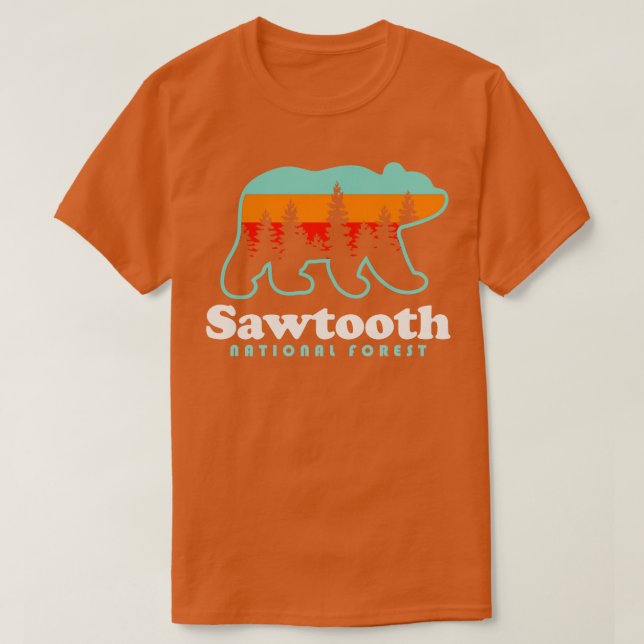 Camiseta Campanha Nacional Florestal Sawtooth Idaho Caminha (Frente do Design)