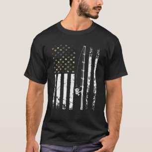 Camiseta Campanha Patriótica de Pesca Mens USA Flag Bass Fi