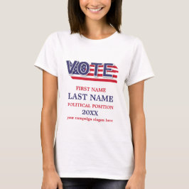 Camiseta Campanha Política Vermelho Branco e Azul Personali