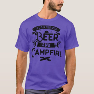 Camiseta Campar A Vida É Melhor Com Cerveja E Camarões