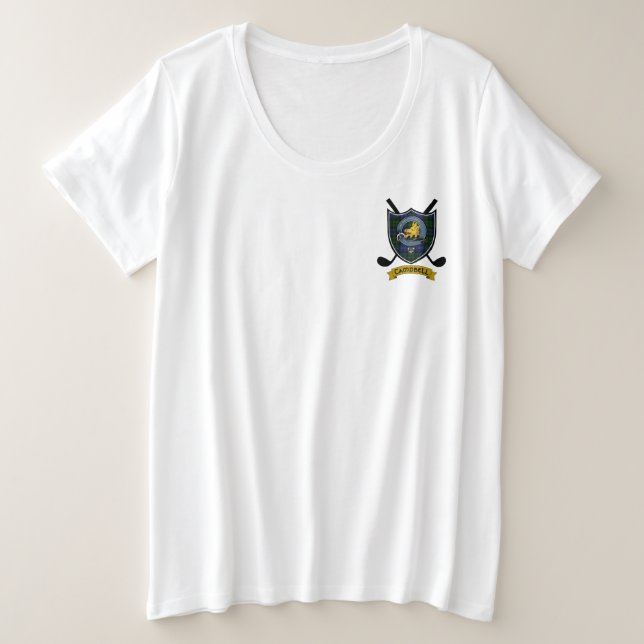 Camiseta Campbell Clan Crachá & Tartan Golf (Frente do Design)