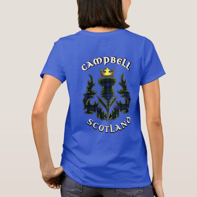 Camiseta Campbell Clan Crachá & Tartan w/Motto (Verso)