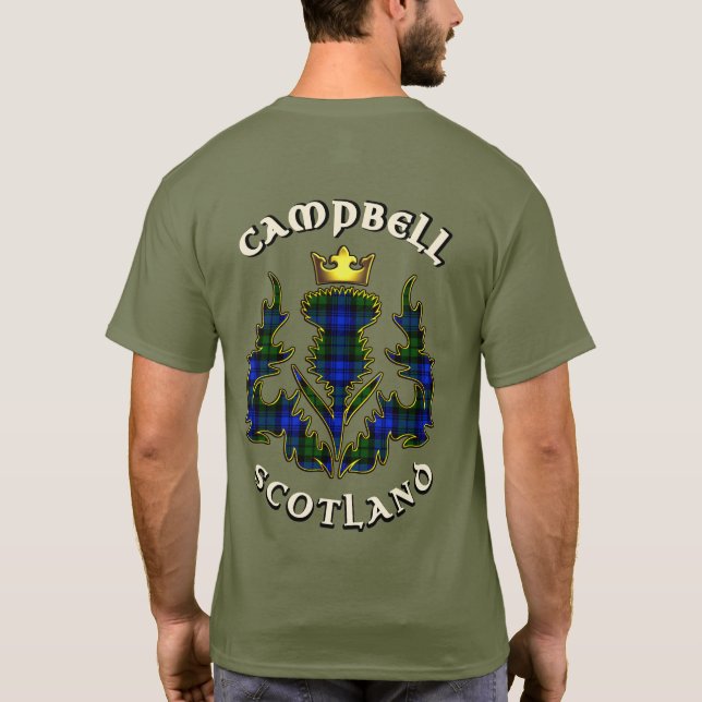 Camiseta Campbell Clan Crachá & Tartan w/Motto (Verso)