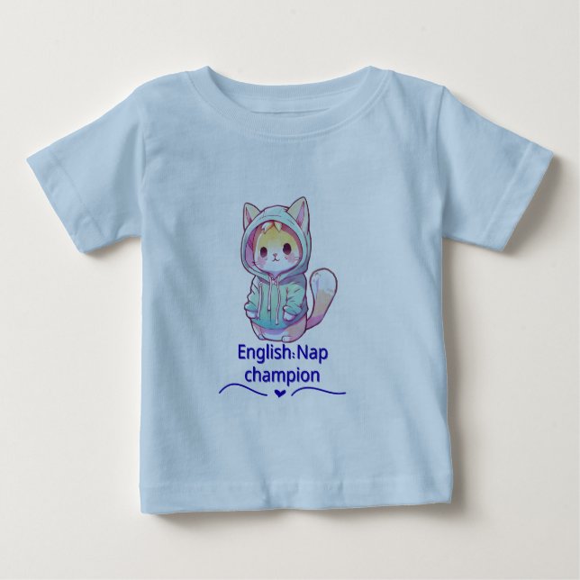 Camiseta Campeã de Soneca de Gato Fofa Também (Frente)