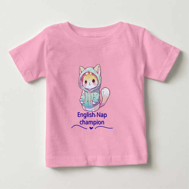 Camiseta Campeã de Soneca Fofa Gato Também (Frente)