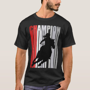 Camiseta Campeão da Corrida de Barrel Cavalo Andando Red Co