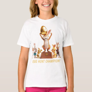 Camiseta Campeão de Caça de Ovo Coelho Vitorioso
