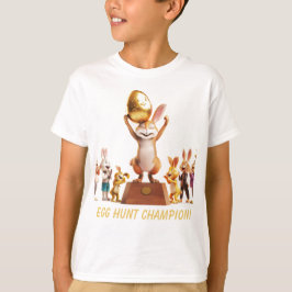 Camiseta Campeão de Caça de Ovo Coelho Vitorioso