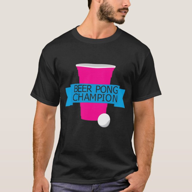 Camiseta campeão de cerveja-pong na faculdade (Frente)