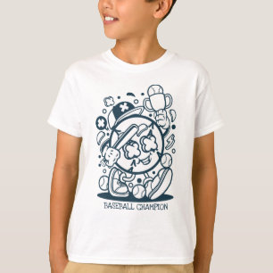 CAMISETA CAMPEÃO DE DESENHO ANIMADO DE BEISEBOL