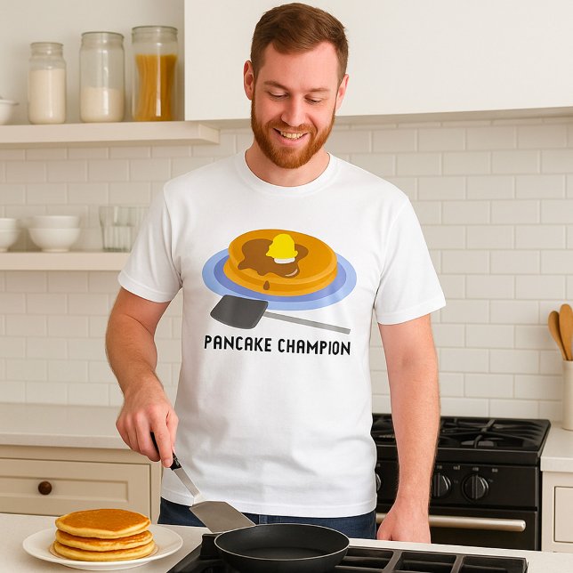 Camiseta Campeão de Panqueca Café da Manhã Roupa Masculina (Criador carregado)