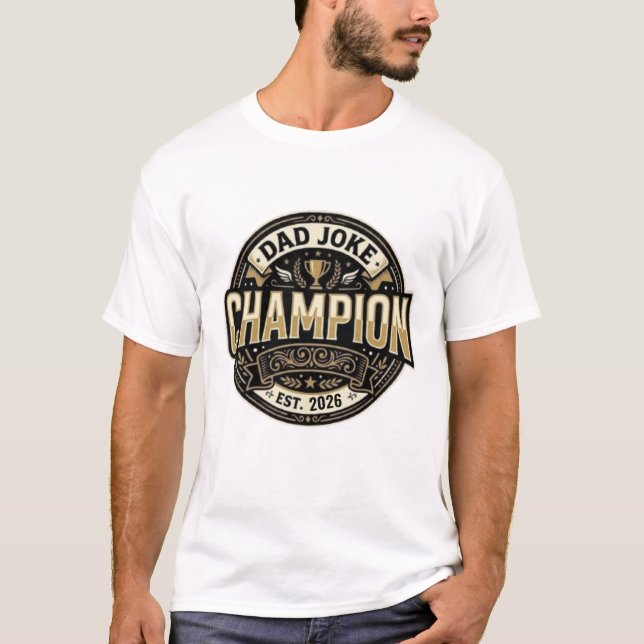 Camiseta Campeão de Piadas de Pai | Troféu Retrô H (Frente)