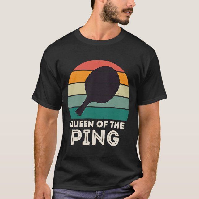 Camiseta Campeão de Pinos Retro para Masculinos RAINHA DO P (Frente)